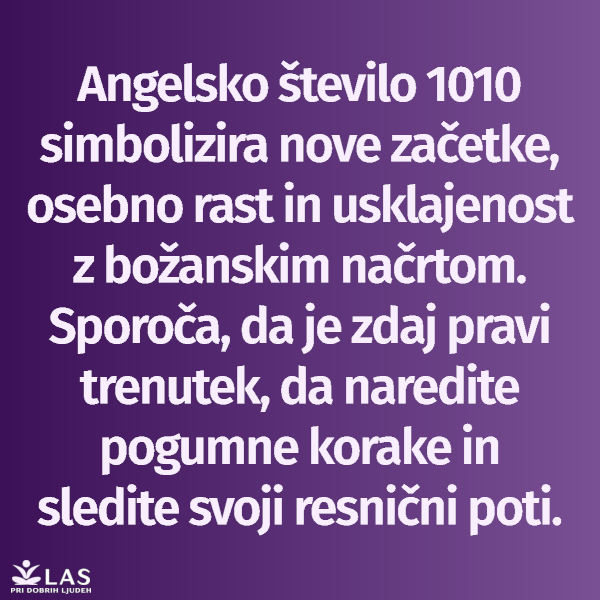 Angelsko število 1010 in pomen