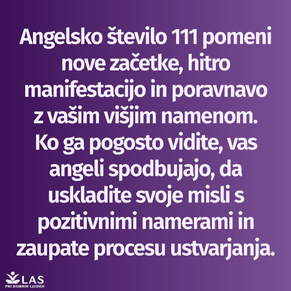 Angelsko število 111 pomen