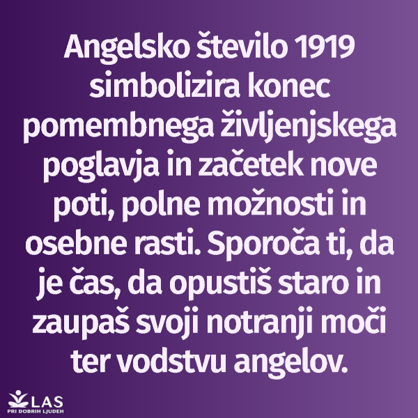 Angelsko število 1919 in symbolizem številke