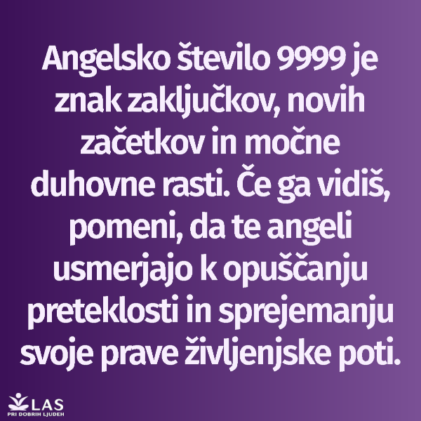 Angelsko število 9999 in pomen